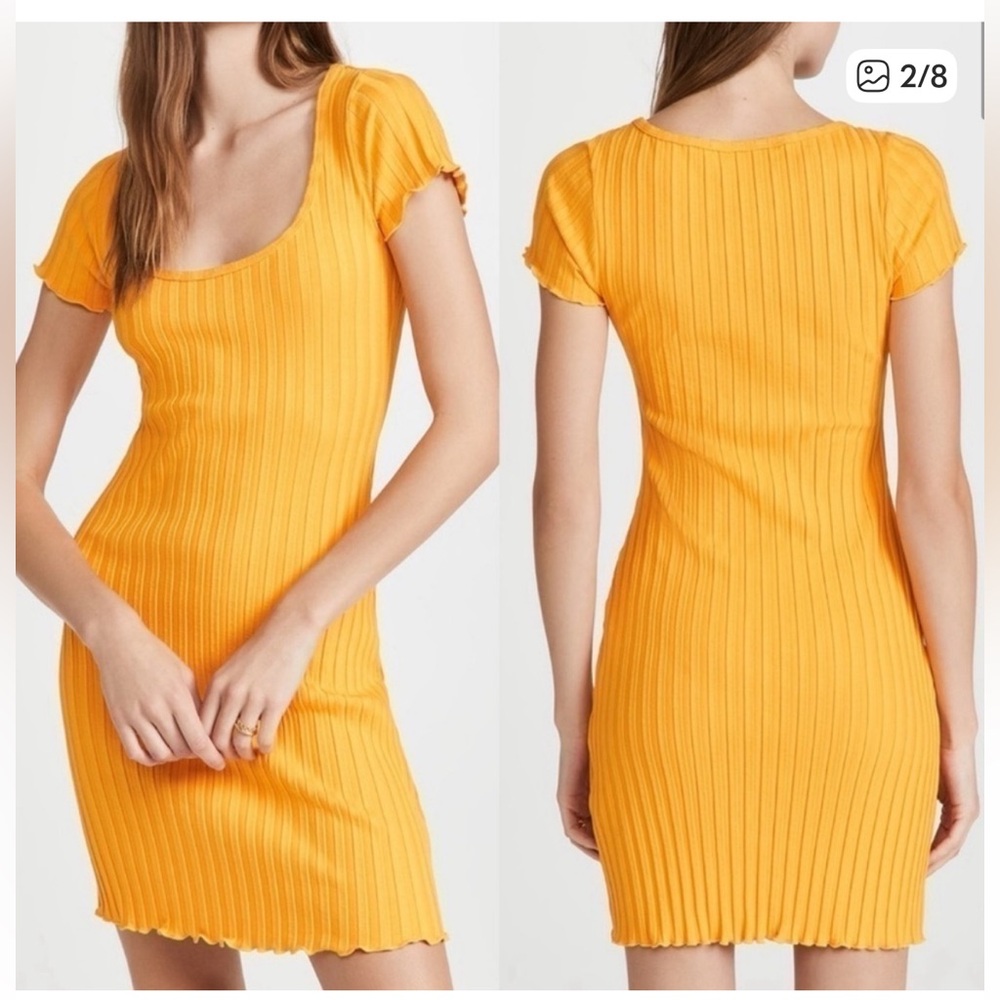 Simon Miller Troopa Ribbed Mini Dress - Sunset Yellow